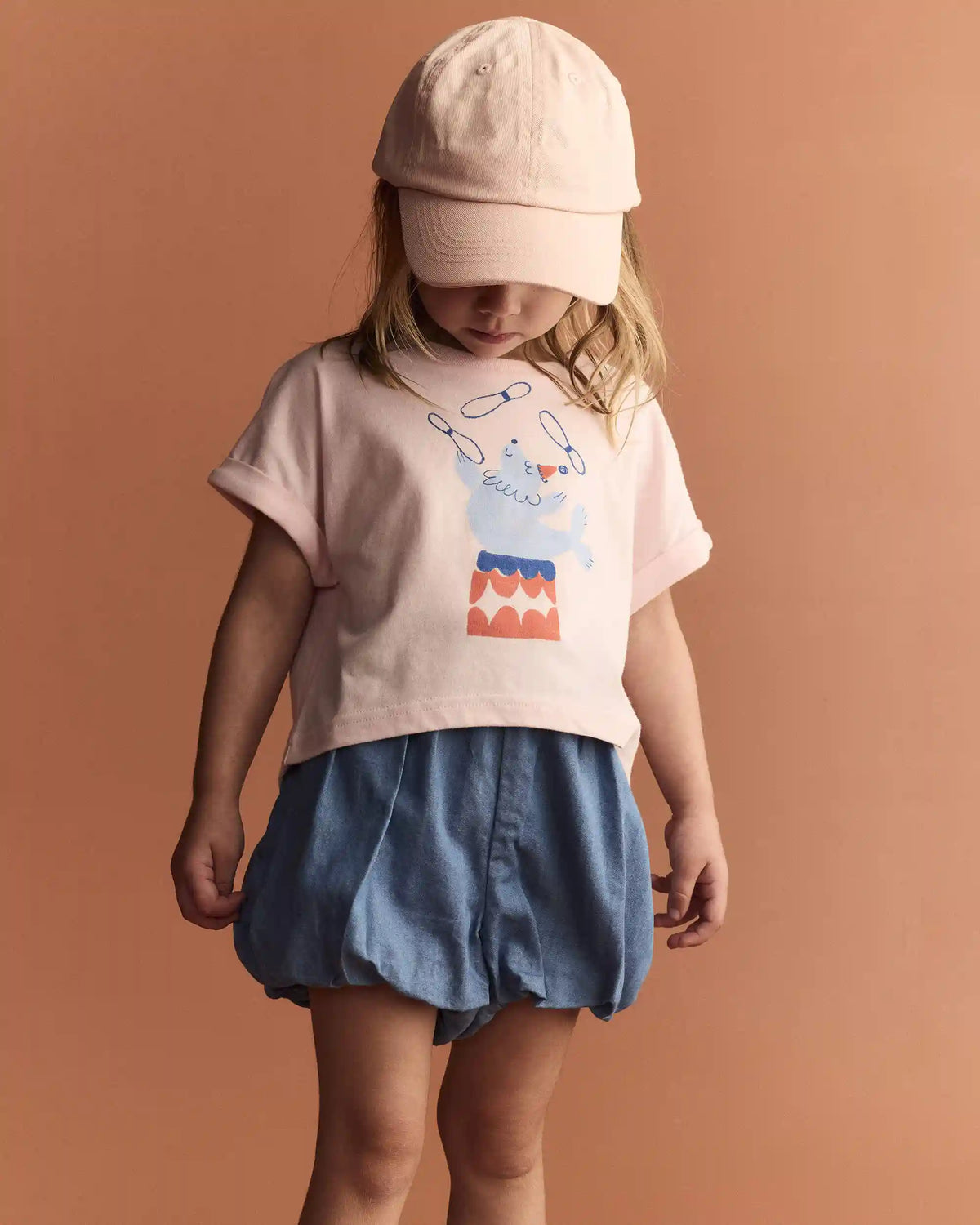 Toddler Girl Breezy High-Low Top in Circus Print - Pink