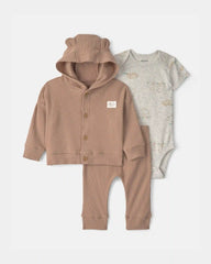 Baby 3-Piece Bear Layering Set - Grey/Brown