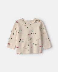 Baby Boy 2-Piece Reindeer Long-Sleeve Sweater Overall Set - Red/Cream