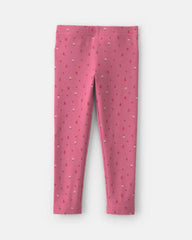 Toddler Girl Floral Cotton Pull-On Stretch Leggings - Pink