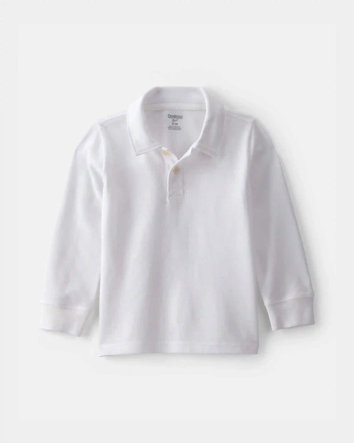 Toddler Boy Uniform Piqué Long-Sleeve Polo Shirt - White