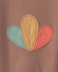 Baby Turkey Thanksgiving French Terry Long-Sleeve Jumpsuit - Brown