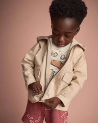 Toddler Boy Zip-Up Hooded Jacket with Pockets - Khaki