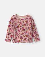 Toddler Girl 2-Piece Floral Corduroy Long-Sleeve Dress Set - Pink/Purple
