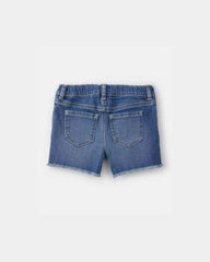 Toddler Girl Daisy Denim Embroidered Shorts - Dark Wash