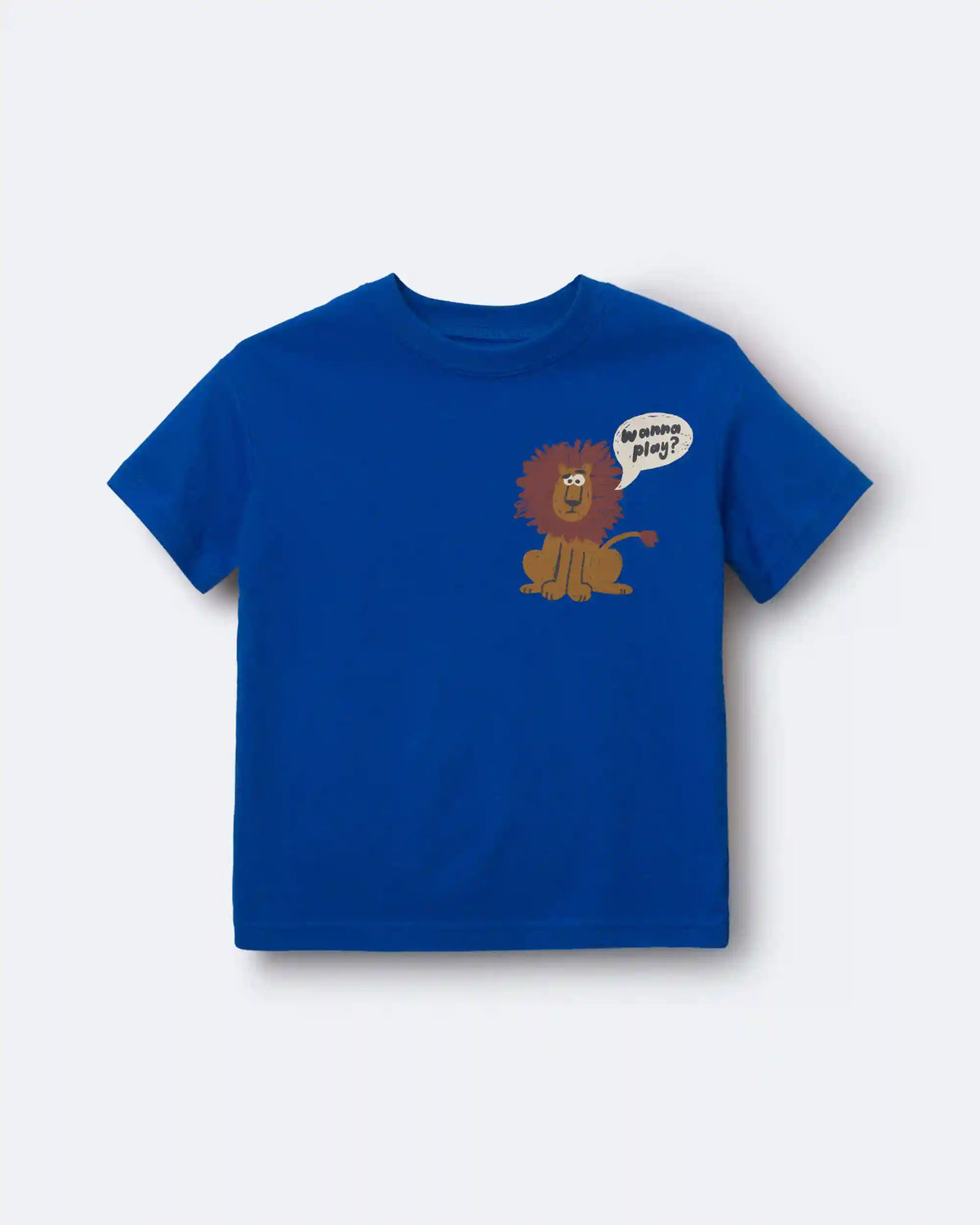 Toddler 'Wanna Play?' Lion Relaxed Graphic Tee - Royal Blue