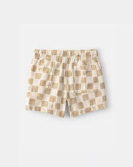 Toddler Boy Cactus Checkered Drawstring Shorts - Beige