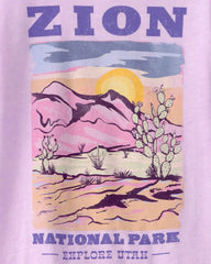 Girls Zion National Park Graphic Tee - Purple