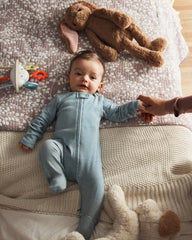 Baby 2-Pack Whale Striped 100% Cotton 2-Way Zip Sleep & Play Pajamas - Blue/Ivory