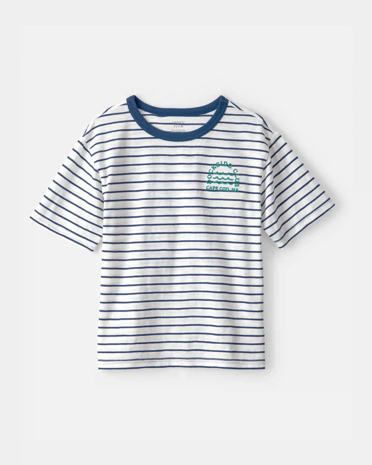 Boys Nautical Striped Graphic Tee - Blue/Ivory