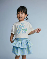 Toddler Girl 'Field Day' Breezy Top in Hopscotch Print - Cream
