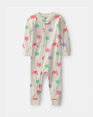 Baby Girl Sea Critters 100% Cotton 1-Piece Pajama - Cream
