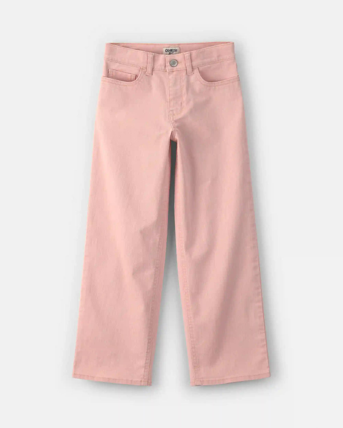 Girls Twill Straight-Leg Pants - Pink