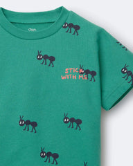 Toddler Boy 'Stick With Me' Dolman Tee - Dark Green