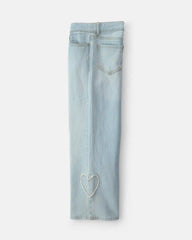 Girls Heart Denim Wide-Leg Jeans - Light Wash