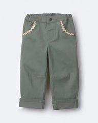 Toddler Girl Ric-Rack Cuffed Barrel Pant - Olive