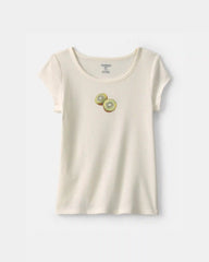 Girls Kiwi Ribbed Tee - Ivory