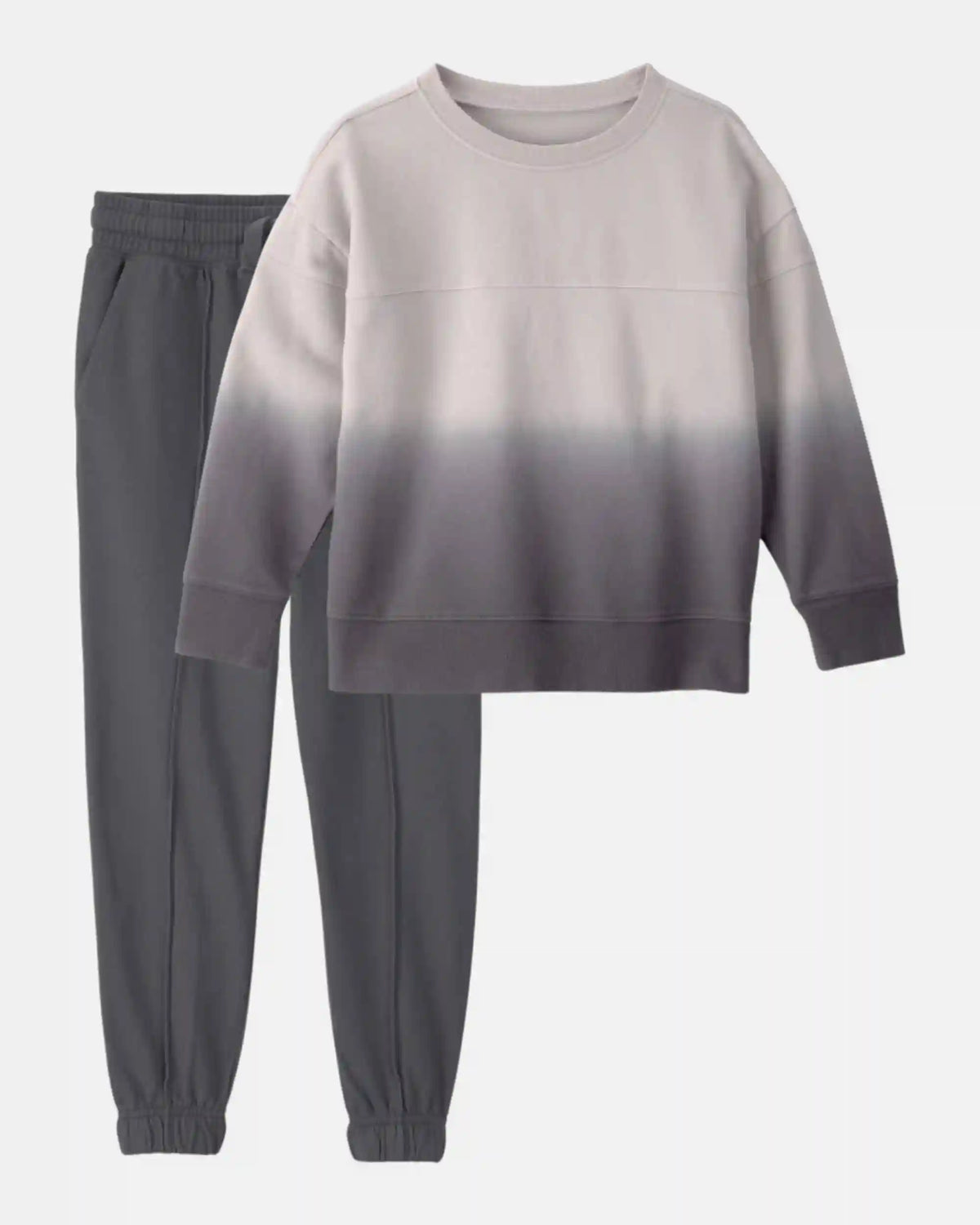 Boys 2-Piece Ombre French Terry Pullover & Pant Set - Grey