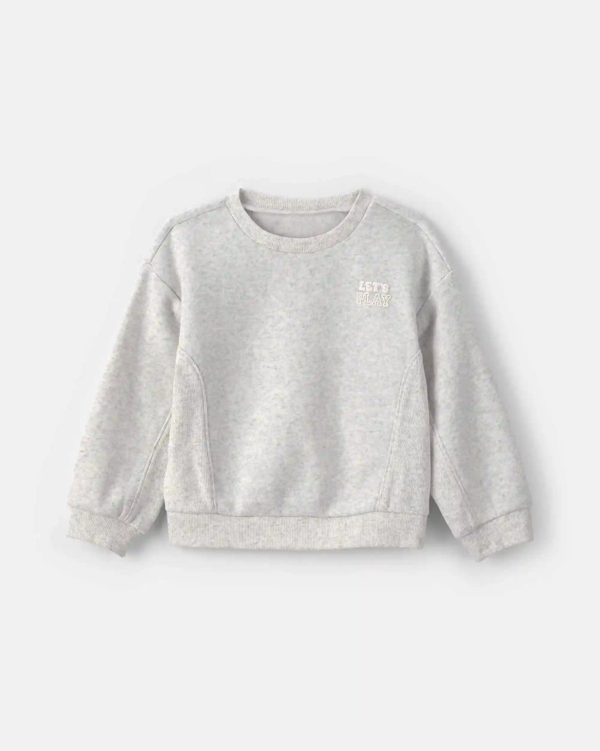 Toddler Girl 'Let's Play' Fleece Pullover Sweatshirt - Grey