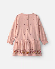 Baby Girl Floral Twill Long-Sleeve Dress - Pink