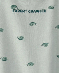 Baby Boy 'Expert Crawler' Snail Short-Sleeve Romper - Green
