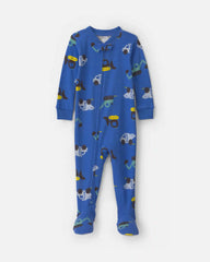 Baby Boy 1-Piece Construction 2-Way Zip 100% Cotton Snug Fit Footed Pajama - Blue