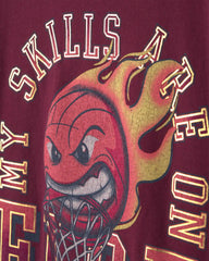 Boys 'My Skills Are On Fire' Basketball Graphic Tee - Burgundy