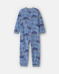 Boys 1-Piece Monster Truck Fleece Loose Fit Pajama - Blue