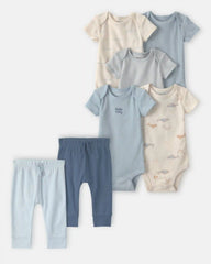 Baby Boy 7-Piece Bodysuits & Pants Set - Blue/Ivory