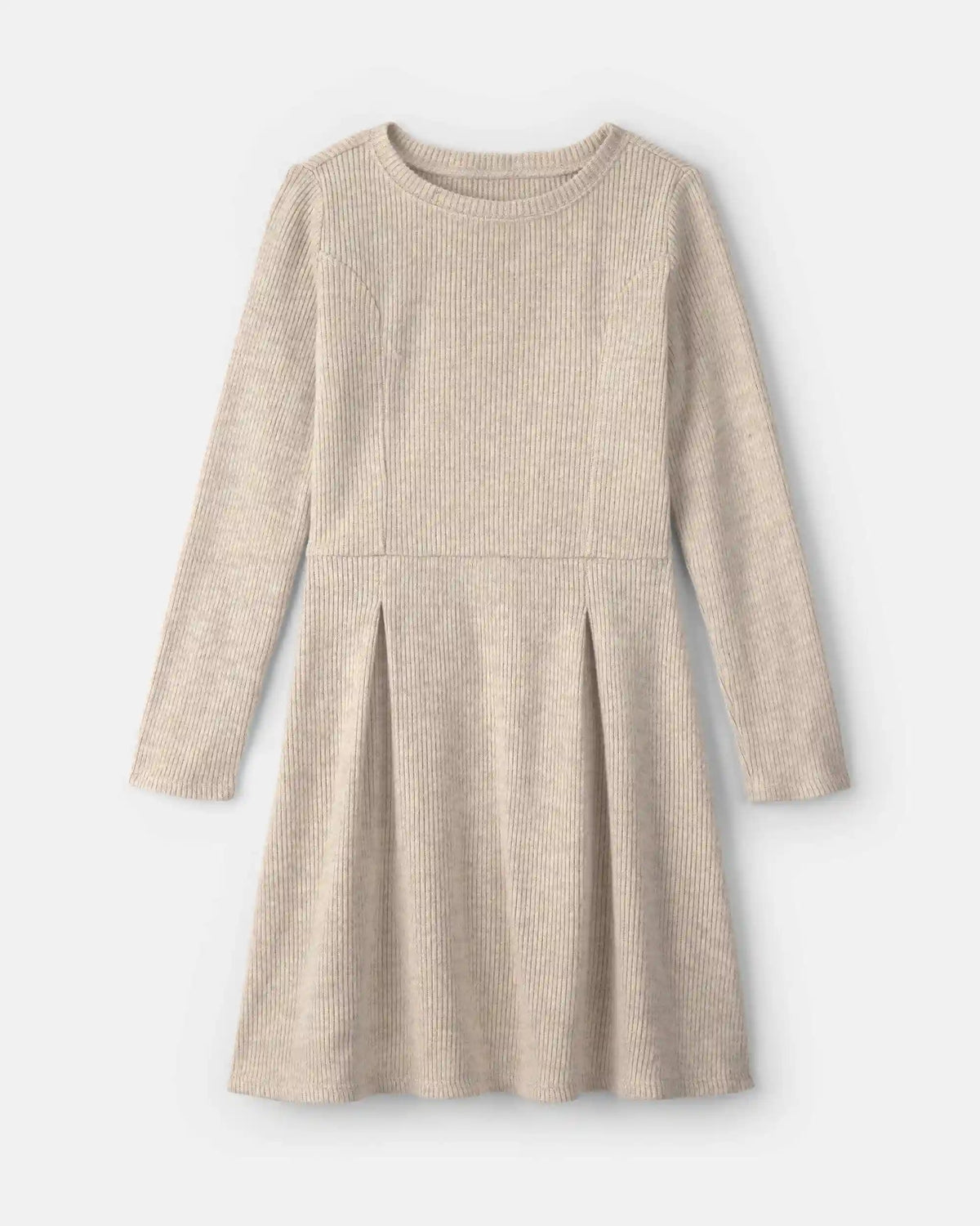 Girls Long-Sleeve Rib Dress - Cream