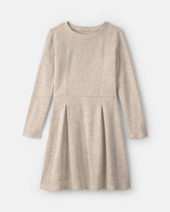 Girls Long-Sleeve Rib Dress - Cream