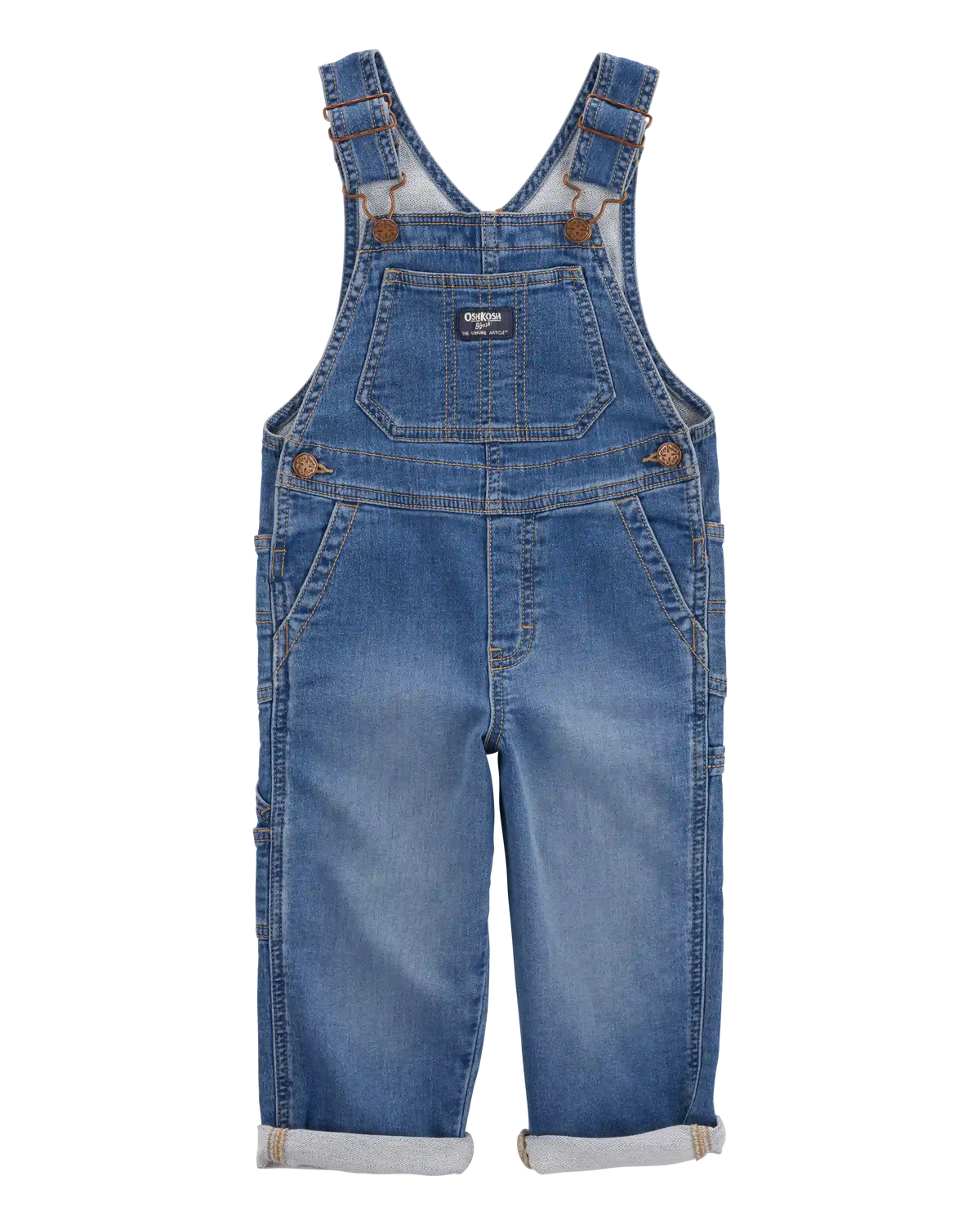 Toddler Stretch Denim Overalls - Medium Wash
