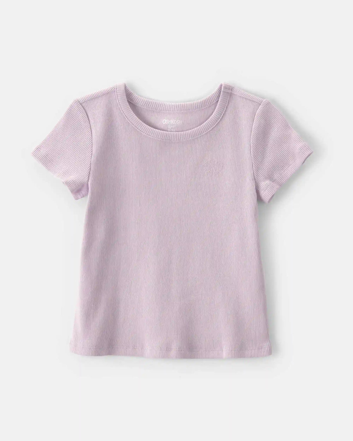 Toddler Girl Logo Embroidered Ribbed Tee - Purple