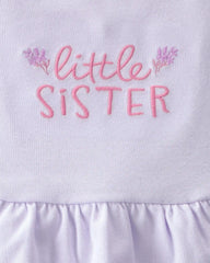 Baby Girl 2-Piece 'Little Sister' Bodysuit & Pant Set - Purple