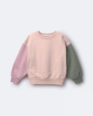 Toddler Girl Colorblock Pullover Sweatshirt - Light Pink/Mauve/Olive