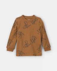 Toddler Boy Dinosaur Long-Sleeve Tee - Brown