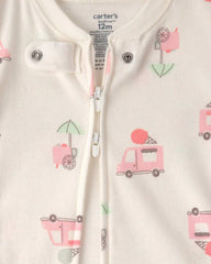 Baby Girl 2-Pack Ice Cream Truck 100% Cotton Snug Fit 1-Piece Pajama - Pink/Ivory