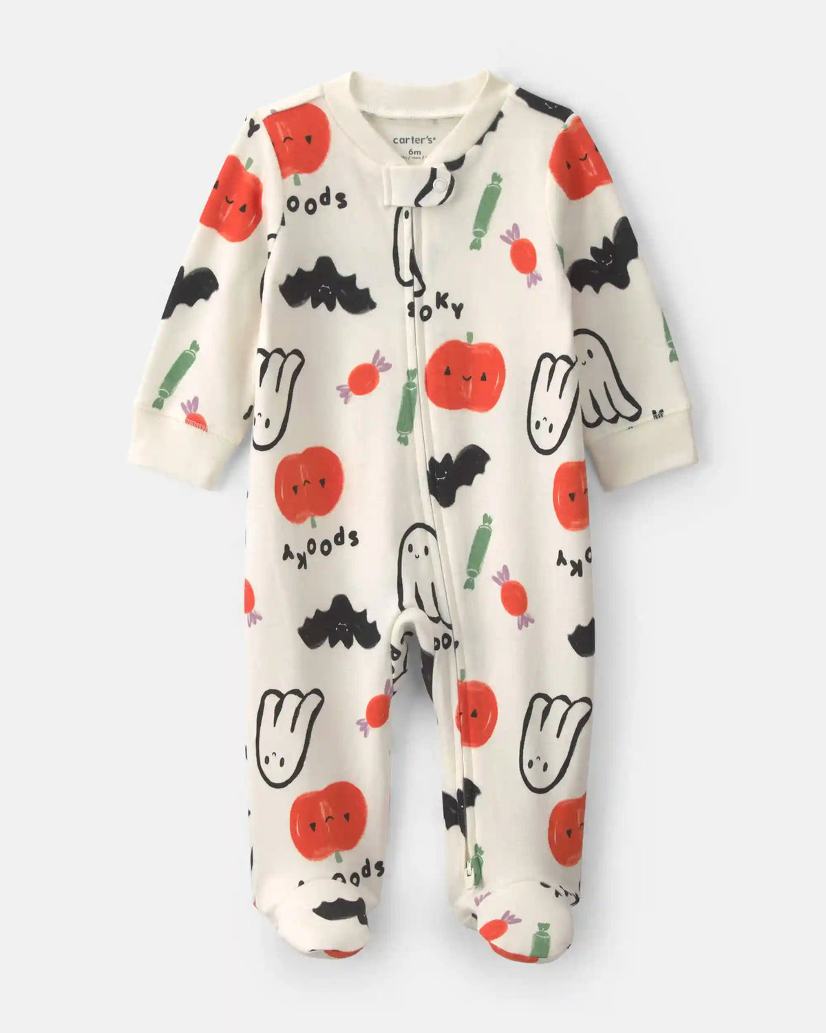 Baby Halloween 2-Way Zip 100% Cotton Sleep & Play Pajamas - Cream