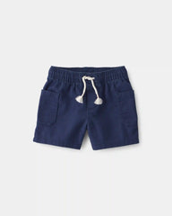 Baby Boy Twill Drawstring Shorts - Navy