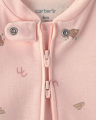 Baby Girl Western 100% Cotton 2-Way Zip Sleep & Play Pajamas - Pink