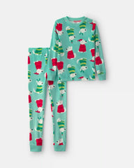 Kids 2-Piece Christmas DreamPlush Snug Fit Pajama Set - Green