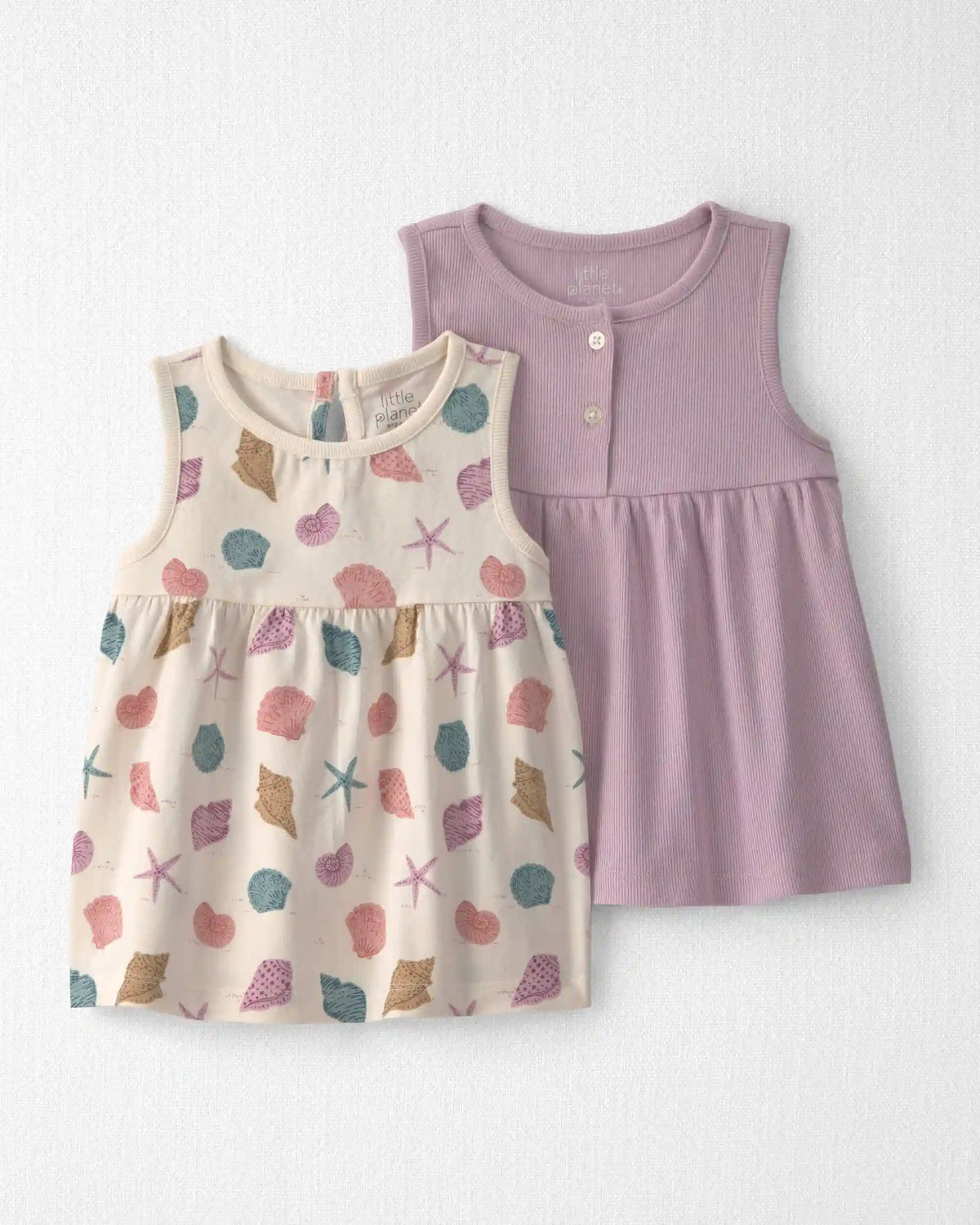 Toddler Girl 2-Pack Organic Cotton Knit Tanks in Seashells