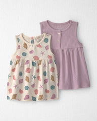Toddler Girl 2-Pack Organic Cotton Knit Tanks in Seashells