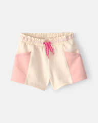 Baby Girl French Terry Shorts - Pink/Ivory