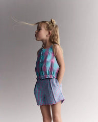 Toddler Girl Scalloped Gingham Shorts - Blue/Purple
