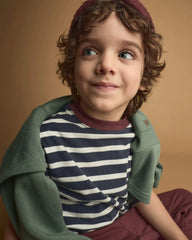 Toddler Relaxed Tee in Stripes - Navy/Burgundy