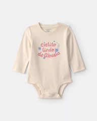 Baby Girl 'Cielito Lindo De Abuela' Long-Sleeve Graphic Bodysuit - Cream
