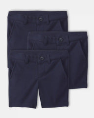 Toddler Girl 3-Pack Uniform Ponte Knit Shorts - Navy
