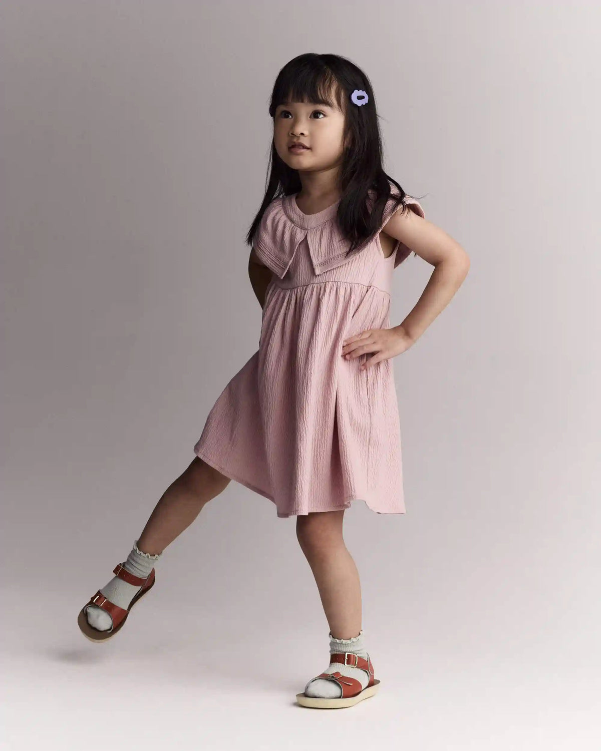 Toddler Girl Ruffle Collar Dress - Light Pink