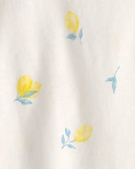 Toddler Girl Lemon Relaxed Top - Cream